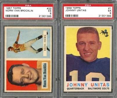 1954–1959 Topps and Bowman Football Card Collection (201) with Two PSA Graded   
